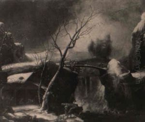 Winterliche Gebirgslandschaft Mit Einem Wasserfall thumbnail
