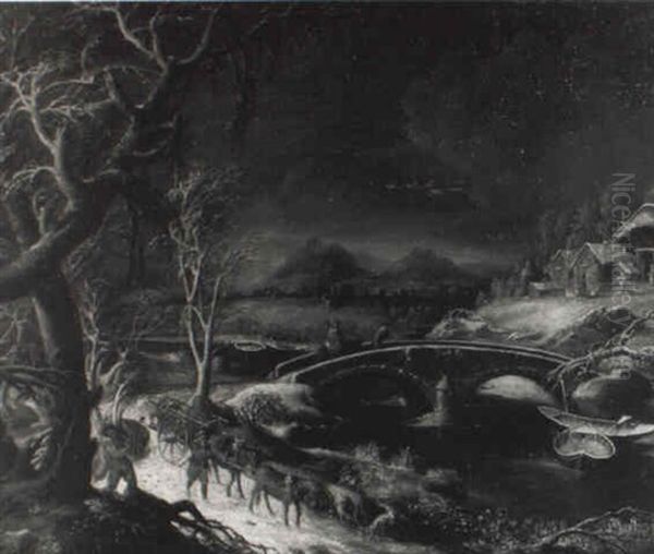 Winter Landscape With Peasants - view 1
