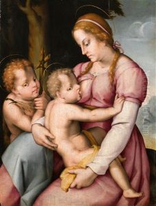 Madonna Mit Kind Und Dem Heiligen Johannes by Pier Francesco Di Jacopo Foschi