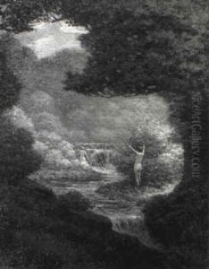Nymphs Playing Near Waterfalls by James William Fosdick
