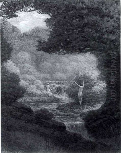 Nymphs By A Waterfall - view 1