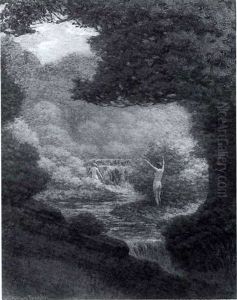 Nymphs By A Waterfall by James William Fosdick