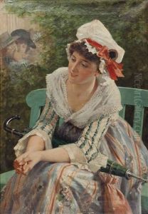 Portrait Of A Country Girl by Charles Alexandre Coessin de la Fosse