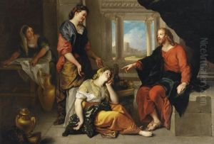 Jesus At The Home Of Martha And Mary by Charles de La Fosse