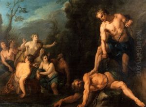 Mythologishce Szene - (die Fesselung Des Prometheus) by Charles de La Fosse