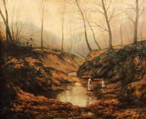 Girls Playing In Brook
