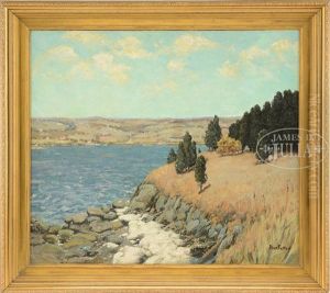 Shoreline With Distance Hill Tops (possibly The Connecticut Coast)