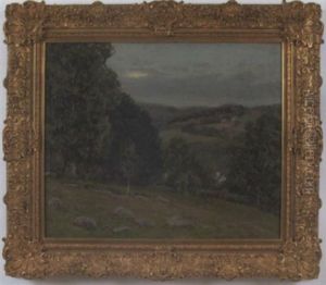 Summer Landscape With Hills And Buildings by Ben Foster