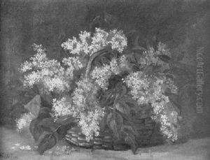 Still Life Of Lilacs In A Basket by Ben Foster