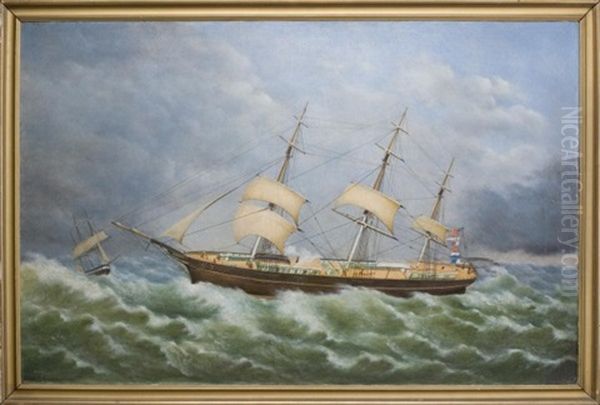 Clipper Ship Express In Rough Seas - view 1