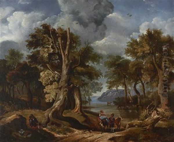 Two Figures On A Woodland Path - view 1