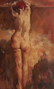 Standing Back Nude With Arms Raised by William Frederick Foster