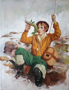 Woman Trying To Unhook A Fish (magazine Cover Illus.)