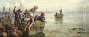 Children Fishing Off The Quay
