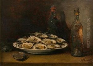 Plat D'huitres Et Bouteilles