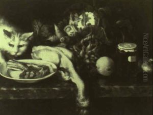 Nature Morte Aux Volailles, Legumes Et Pot De Confiture Nature Morte Aux Volailles, Legumes Et Pot De Confiture