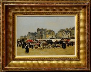 Market In A Provincial Town by Emile-Louis Foubert