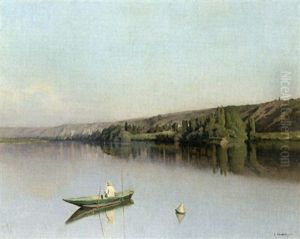 Pecheur Sur La Riviere by Emile-Louis Foubert