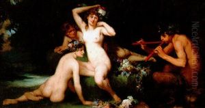 Nymphes And Faune by Emile-Louis Foubert