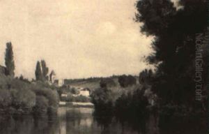 Along The Banks Of The River Seine by Emile-Louis Foubert