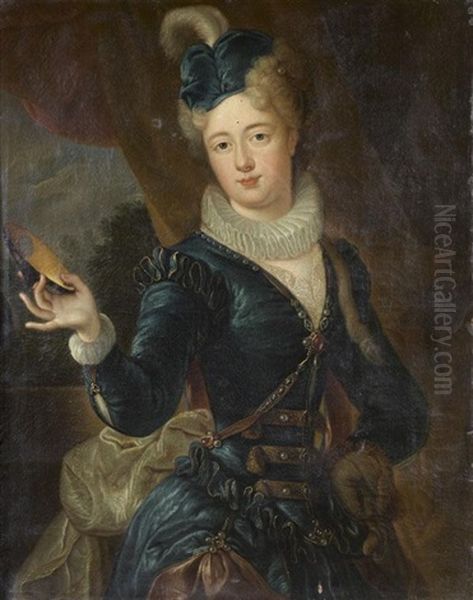 Portrait De Femme Tenant Un Masquesur Sa - view 1
