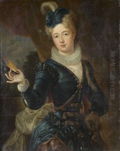 Portrait De Femme Tenant Un Masquesur Sa by Nicolas Fouche