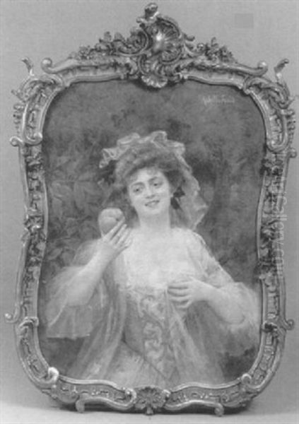 Portrait Of A Beauty Holding An Apple - view 1