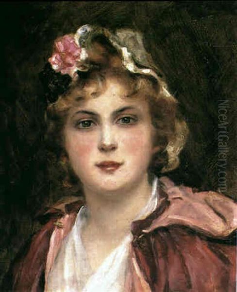 Portrait Of A Young Woman Wearing A Red Cloak - view 1