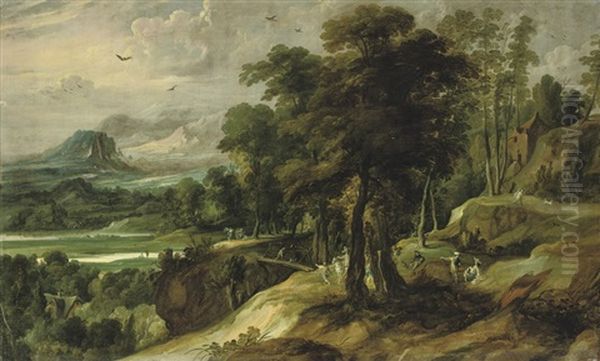 An Extensive River Landscape With The Angel Appearing To Balaam's Ass - view 1