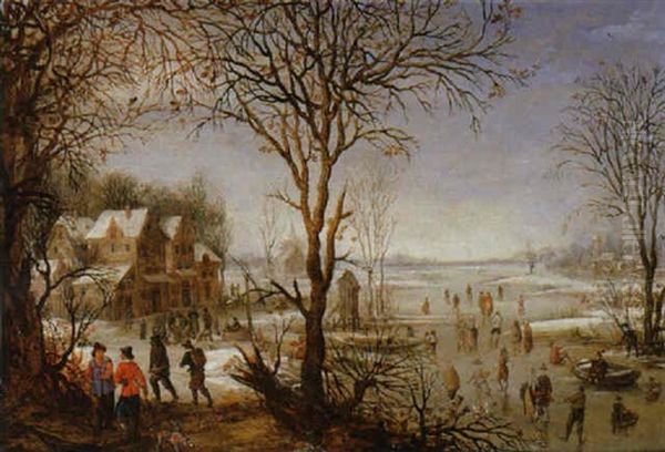 Paysage D'hiver Avec Patineurs - view 1