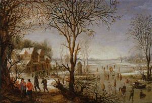 Paysage D'hiver Avec Patineurs