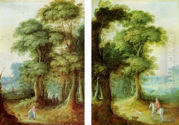 Bauerinnen Auf Einem Waldweg Auf Dem Weg Zum Markt - view 1