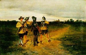 Soldiers From The Civil War In A Landscape by John T. Fouracre