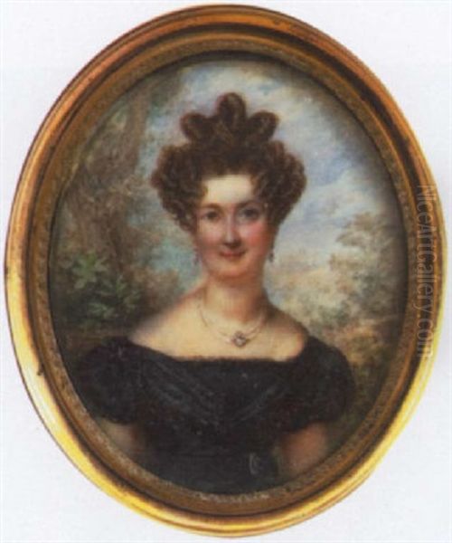 Portrait Of A Lady Wearing A Black Evening Dress - view 1