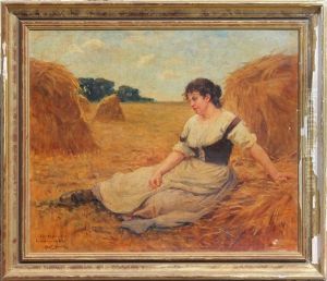 Repos Pres Des Meules De Foin by Albert Auguste Fourie