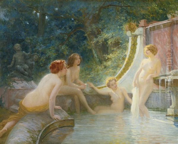 Young Bathers In A Fountain - view 1