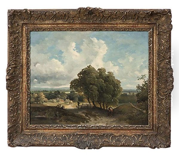 Wooded Pastoral Landscape With Figures - view 1