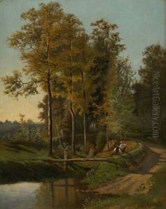 Pecheurs Au Bord De La Riviere