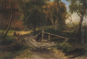 Kinder Auf Der Holzbrucke