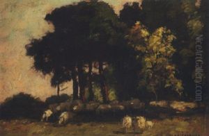 Sheep In A Landscape by Alexis Fournier