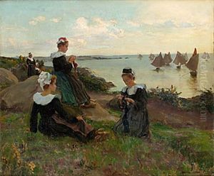 I Vantan Pa Fiskeflottan - Motiv Fran Bretagne by Alfred Victor Fournier