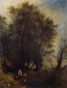 Figures Resting On A Wooded Track by Robert Fowler