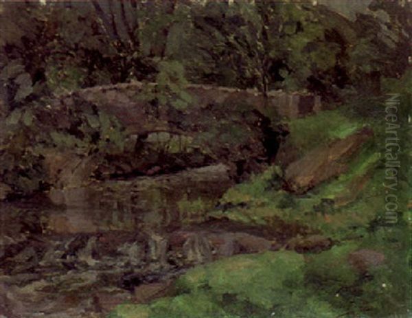 Bachlandschaft Mit Steinerner Brucke - view 1