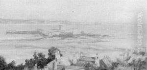 Runswick Bay, Staithes, Red Chimneys, Low Tide by Robert Fowler