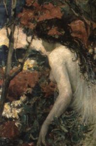 Nymph In A Floral Woodland by Robert Fowler