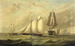 Racing Schooner Off Ryde by Arthur Wellington Fowles