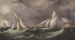 "latona" And "florinda" On Opposite Tacks With "enchantress" Off St. Catherine's Point In The Ryde Regatta's Commodore's Cup Race Of August 1881