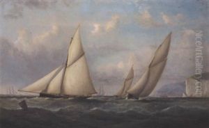 Racing Cutters On Starboard Tack, With "arrow" In Second Place, Having Turned At The Needles