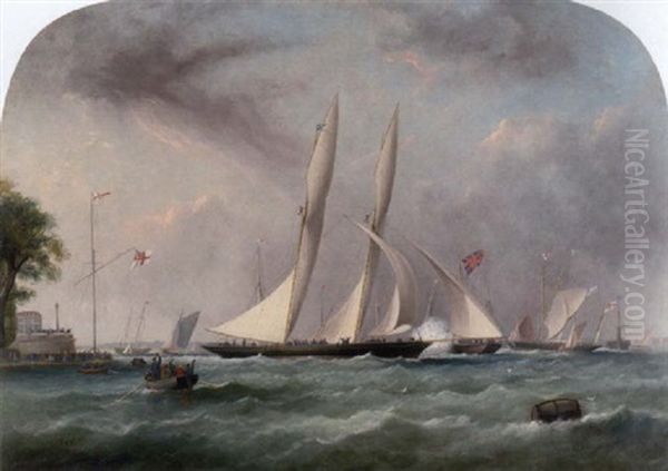 "cambria" Winning At Cowes, 1868 - view 1