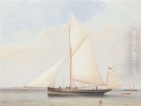 The Yawl "sheila" Making Sail In A Light Breeze - view 1